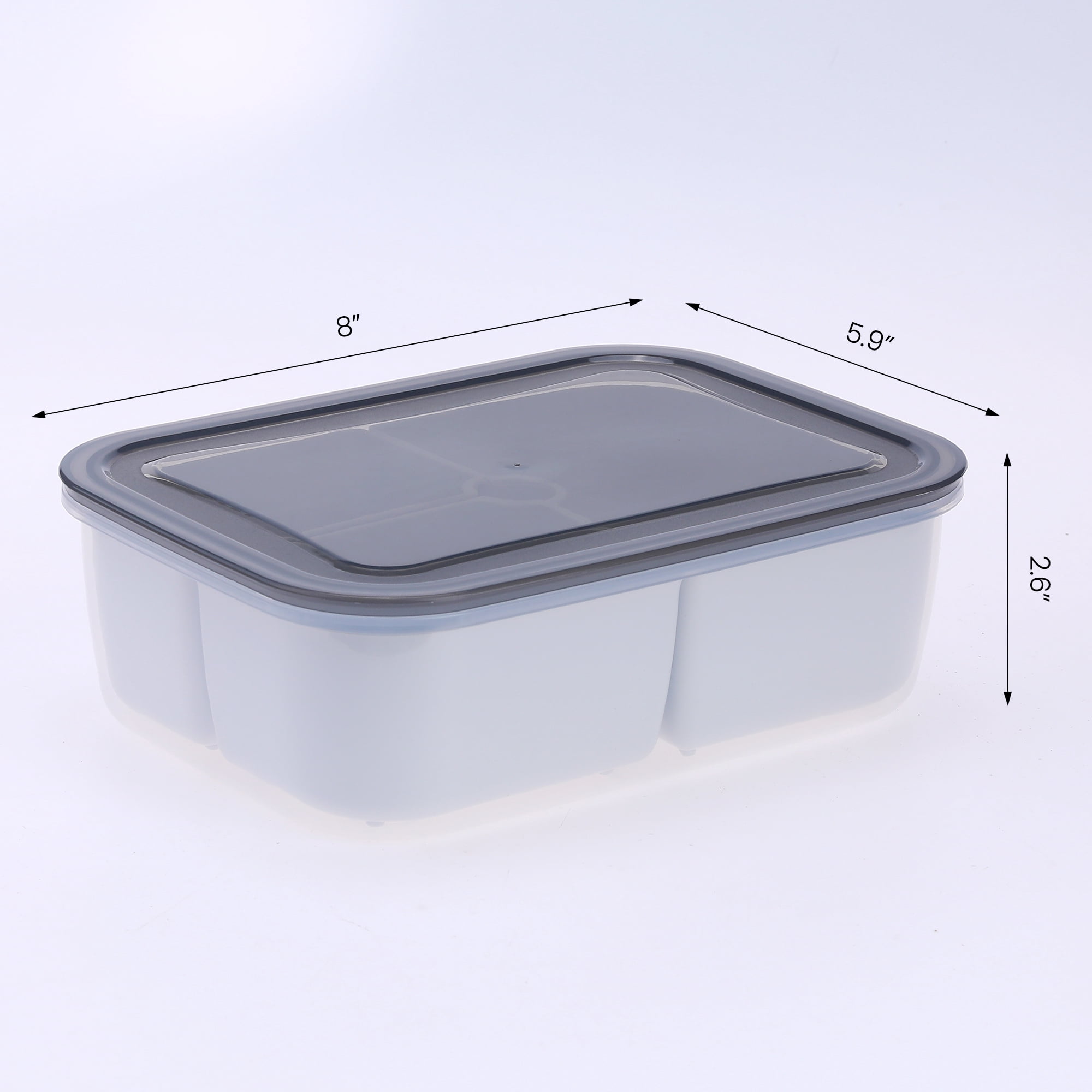 Unique Bargains Food Storage Containers Meal Prep 5 Packs 3 Grids-No Hollow