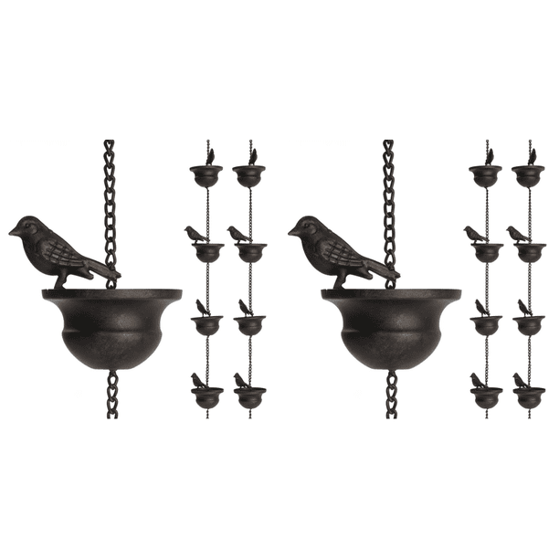 8 Pies Pájaros en Tazas Cadena Lluvia Colgantes para Canalón Techo