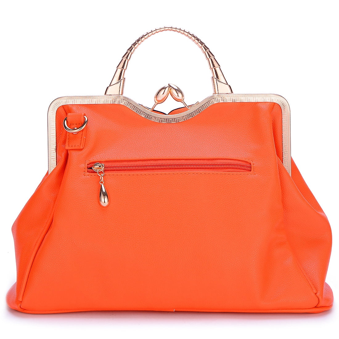 Ruiatoo Handbag for Women Flower Fashion Satchel Tote PU Leather Evening Shoulder Bags with Strap for Party Orange
