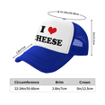 thumbnail image 3 of I Heart Cheese Love Food Funny Trucker Hat Mesh Cap Unisex Blue, 3 of 5