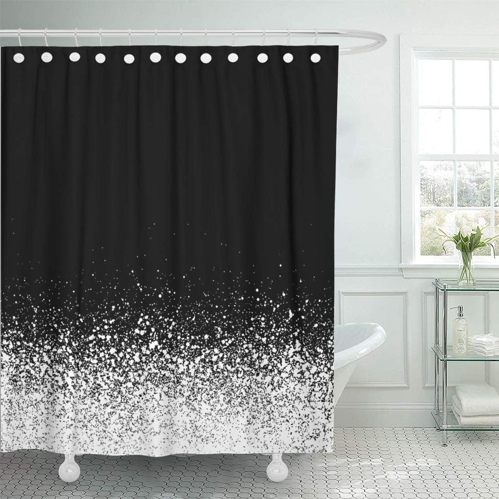 Gradient Pink Glitter Print Bathroom Fabric Shower Curtain Waterproof 71X71 Inch 
