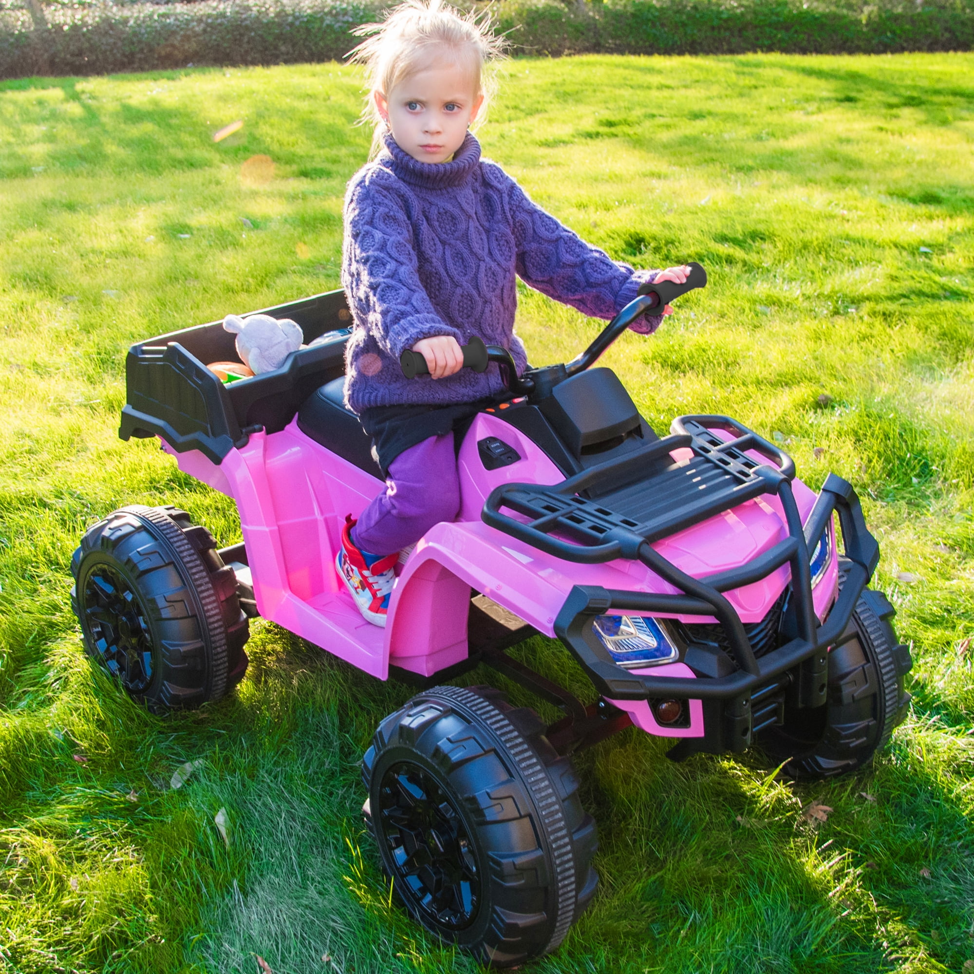 Girls ATV 4 Wheeler Kid Ride On Toy Battery Powered Quad 12 Volt Electric Riding 