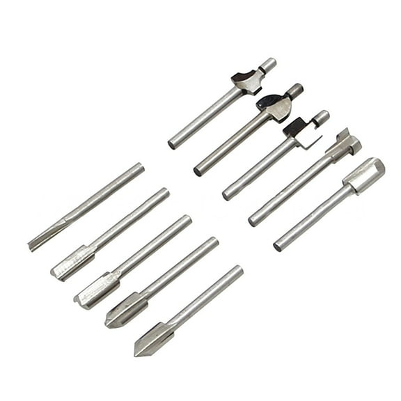 10Pcs Hss Router Bits Wood Cutter Milling Fits Dremel-Rotary Tool Set 1/8\" 3Mm Shank Carpentry Router Bits For Rotary Tools Diy A Smile Home