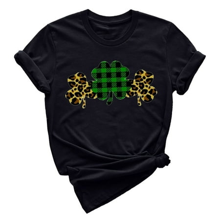 

Fsqjgq Womens Tops Tall Women s Shirts Womens St Patricks Day Printed Short Sleeve O Neck T Shirt Top Tight Scrub Shirts T Shirts for Women Black Xxl