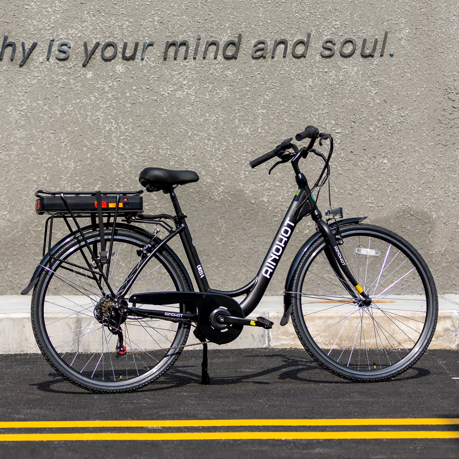AINOHOT Urba Electric Bike for Adults, 500W Peak Ebike, 28" Step-Thru Electric Bicycle, 15MPH 56Miles E Bike for Men