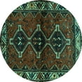 thumbnail image 1 of Ahgly Company Machine Washable Indoor Round Persian Turquoise Blue Traditional Area Rugs, 8' Round, 1 of 4