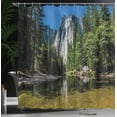thumbnail image 4 of Ambesonne Nature Shower Curtain, Granite Cliff River, 69"Wx84"L, Green Blue, 4 of 5