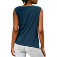 thumbnail image 4 of Virmaxy Womens 2024 New Summer Trendy Blouse Tops Pleated Round Neck Tank Top Casual Sleeveless Solid Color Tank Top V-Neck Tank Top Navy M, 4 of 8