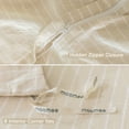 thumbnail image 3 of MooMee Striped Duvet Cover Set King 100% Washed Cotton Linen Like Textured Breathable 3-Piece (Almond Milk Grey& White Wide Stripes), 3 of 8