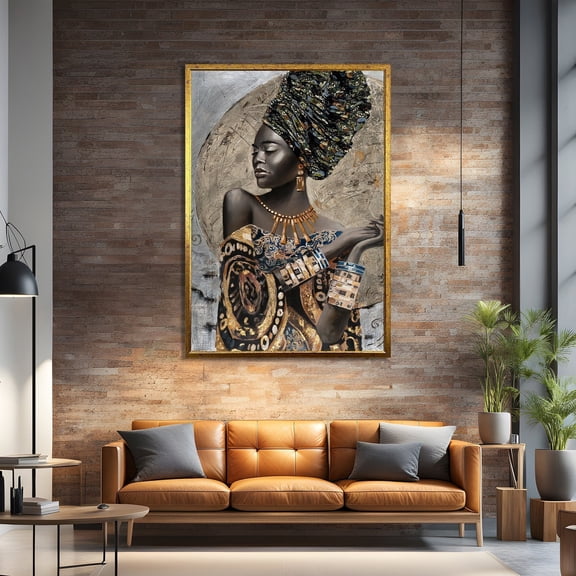 Elegant African Woman Ethnic Art – Sophisticated Cultural Portrait For Unique Home Decor UNFRAMED Poster, Wall Art for Decor, Present, 8x12