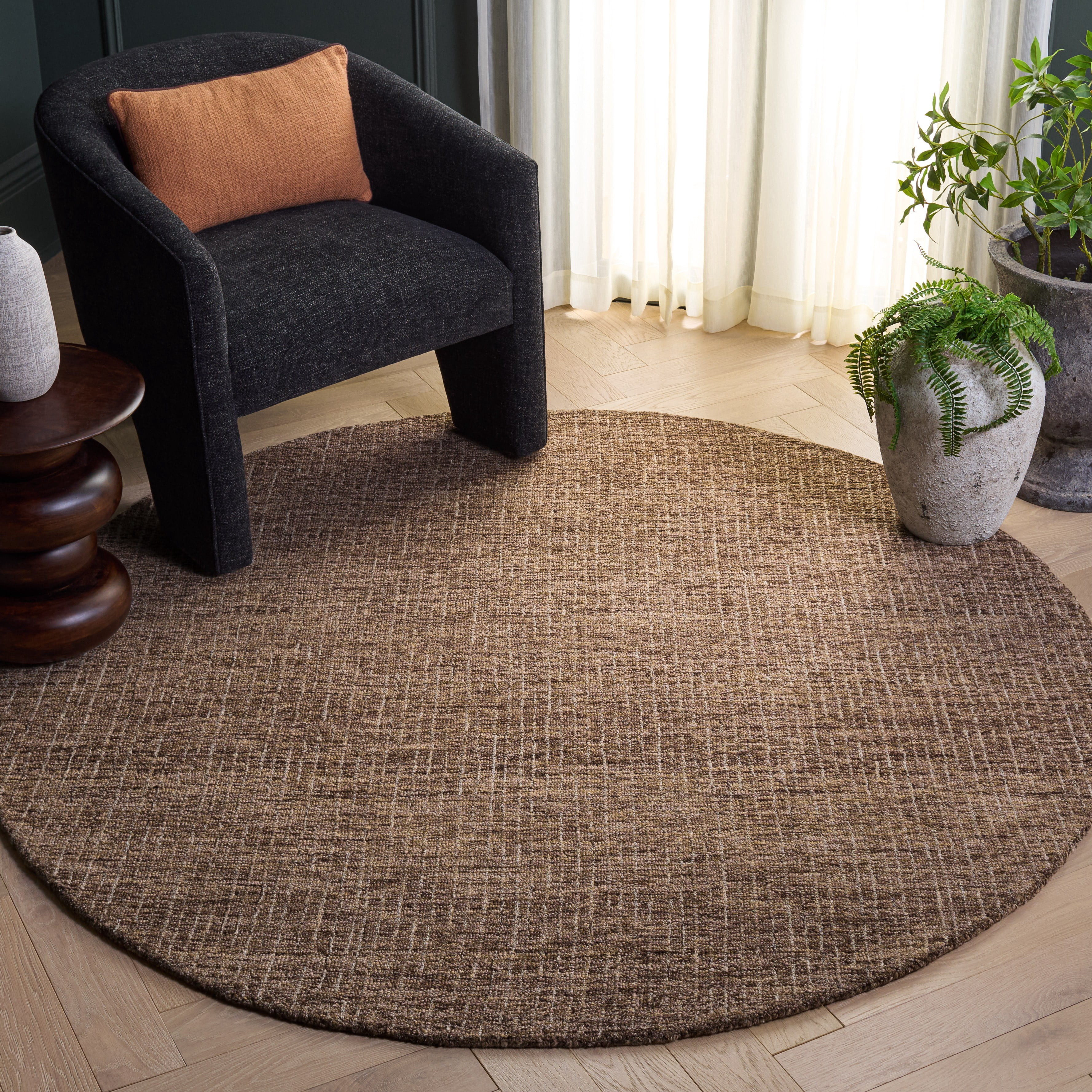 Safavieh Abstract Delia Distressed Wool Area Rug, Brown/Beige, 6' x 6' Round