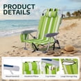thumbnail image 2 of Ktaxon Backpack Beach Chair, 5-Position Protable  Beach Chair, Light-Weight Foldable Camping Chair with Back Storage Bag & Cooler Pouch and Side Bags for Beach Poolside (Low, Green Stripes), 2 of 10