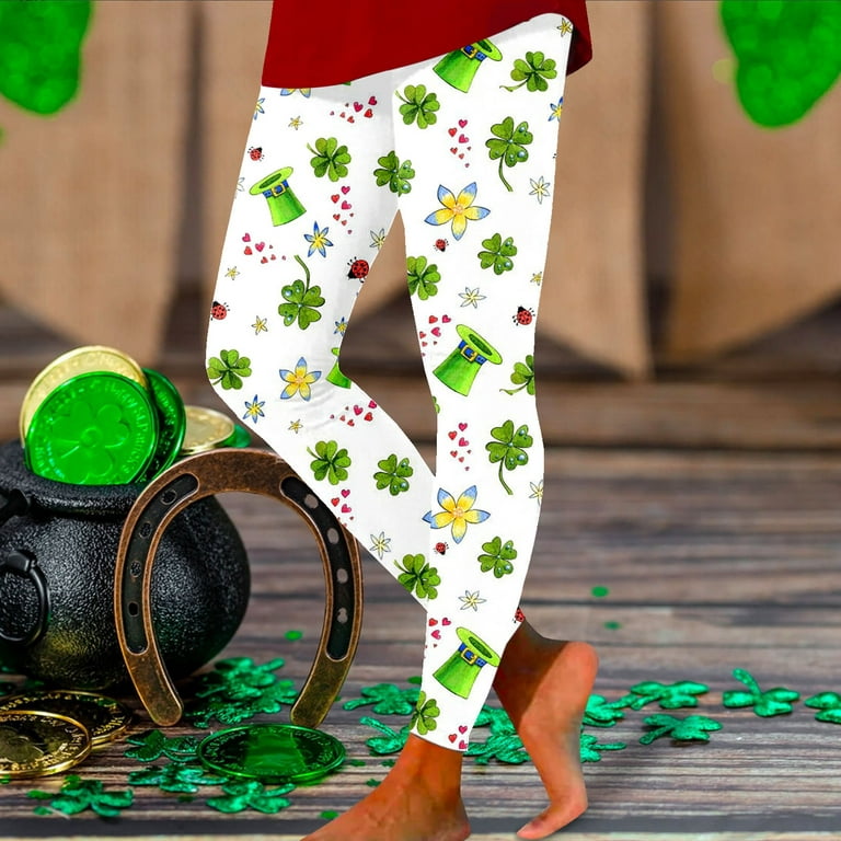 EHQJNJ Yoga Pants Tall Inseam Womens Casual Comfort Green Printed Leggings  Workout Trousers Pants St Patricks Compression Leggings