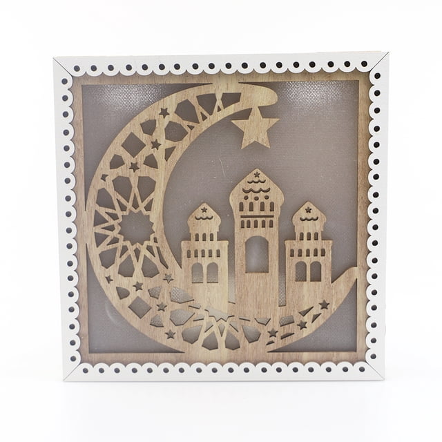 Lasser Bairam Corban Festival Colgante Decoración de la pared Decoraciones de mesa Luces LED Luces Crescent Moon Star Castillos Hueco Diseño Diseño Sweethay HA012624-00