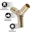 thumbnail image 4 of Unique Bargains 6Set 12mm Y Shaped Hose Barb Y Barbed Tube Pipe Fitting Brass Hose Fitting Connector with Clamps, 4 of 6