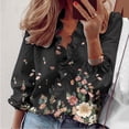 thumbnail image 2 of Dyegold Womens Tops Dressy Casual Womens Summer Tops Long Sleeve Fashion Floral Ruffle V Neck Blouses Plus Size Shirts for Work Business Casual T Shirts, 2 of 5