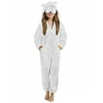 thumbnail image 5 of UQJfacai Girls Fleece Onesie Pajamas Jumpsuit with Eye Mask Kids Warm Sherpa Romper One Piece Zipper Hooded Cute Sleepwear 5-15 Years, 5 of 7
