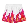 thumbnail image 5 of Ecqkame Mens Flame Graphic Shorts Fashion Cool Lightweight Running Athletic Shorts Drawstring Waist Casual Track Beach Shorts 04-Pink-B S, 5 of 9