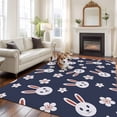 thumbnail image 4 of Area Rug 72×108in, Japanese Style Rabbit Floor Carpet Living Room Rug, Cherry Blossom Cute Pet Non-Slip Welcome Mat Indoor Rugs for Bedroom Dining Room, 4 of 9