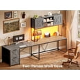 thumbnail image 3 of Farmhouse L Shaped Computer Desk with 2 Drawers and Storage Shelves, Reversible 86.6" Gaming Desk with LED Lights, Corner Office Desk for Home Office, Bedroom, Living Room, 3 of 7