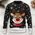 thumbnail image 2 of JIKNTTR Mens Christmas Sweater Christmas Reindeer Print Knit Turtleneck Pullover Cozy & Stylish Holiday Sweater Cable Knit Sweater, 2 of 4