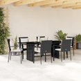 thumbnail image 1 of vidaXL 7 Piece Garden Dining Set with Cushions Black Poly Rattan, 1 of 4