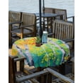 thumbnail image 2 of Fsddascl Yellow Leaves Outdoor Tablecloth - 60 Inch Round Dining Table Cover, Modern Oil Painting Forest Green Waterproof Outdoor Table Cloth with Umbrella Hole & Zipper for Picnic/Patio/Party, 2 of 7