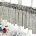thumbnail image 2 of Cenefa corta de cocina con medias cortinas para ventanas opacas romanas (cuadros grises), 2 of 8