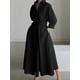 thumbnail image 1 of S-5XL Korean Fashion Long Sleeve Shirt Dress Chic Turndown Neck Ruched Maxi Dress Women 2022 Autumn Winter Clothes StreetwearS Gao Jinjia LED, 1 of 2