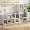 thumbnail image 5 of 4 Tier Bookcase,47.7 Inch Tall Bookshelf Storage Wall Shelf Organizer Display Cube Book Shelf, Corner Storage Organizer,White, 5 of 9