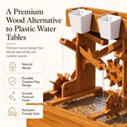Avenlur Wooden Water Table for Toddlers Outdoor Sensory Play Table with Buckets & Drain Plug, Montessori STEM Water Activity Table for Kids Backyard Patio Garden, Natural Wood Water Play Station