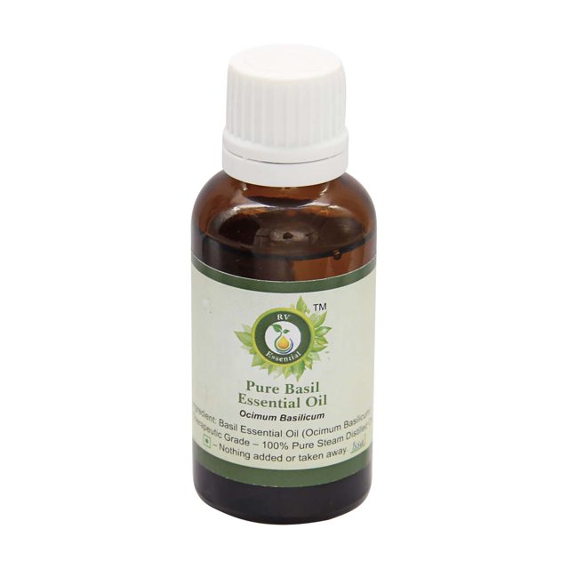 Basil Essential Oil Ocimum Basilicum Basil Oil For Hair For Massage Pure Natural Steam Distilled Therapeutic Grade 100ml 3.38oz By R V Essential