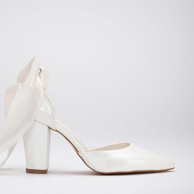 Gisele - Tacones de novia color marfil con lazo crema 8.5 US | 6 UK | 24.6 CM | 39 EU
