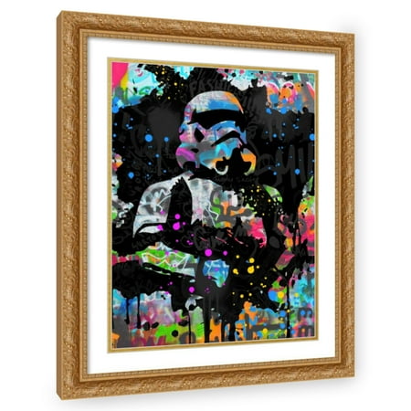 Stephen Chambers 15×18 Gold Ornate Wood Framed With Double Matting Wall Art Titled – Stormtrooper Graffiti