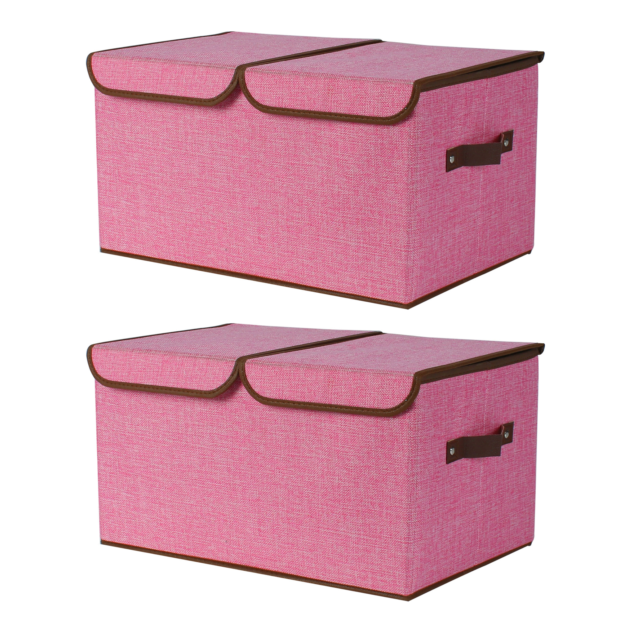 Fabric Storage Bins Cube Laundry Baskets for Home Organizer Pink Set of 2