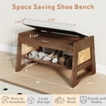 thumbnail image 2 of Richryce Flip-Top Shoe Bench with Storage, 27.6" Solid Wood Shoe Organizer & Cushion, Side Hooks for Entryway, Hallway, Closet, Living Room, or Bedroom, 2 of 9