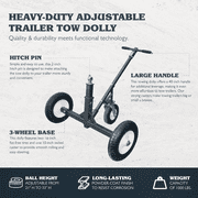 Open Box Tow Tuff TMD-1000C2 Adjustable Steel Heavy Duty Trailer Dolly