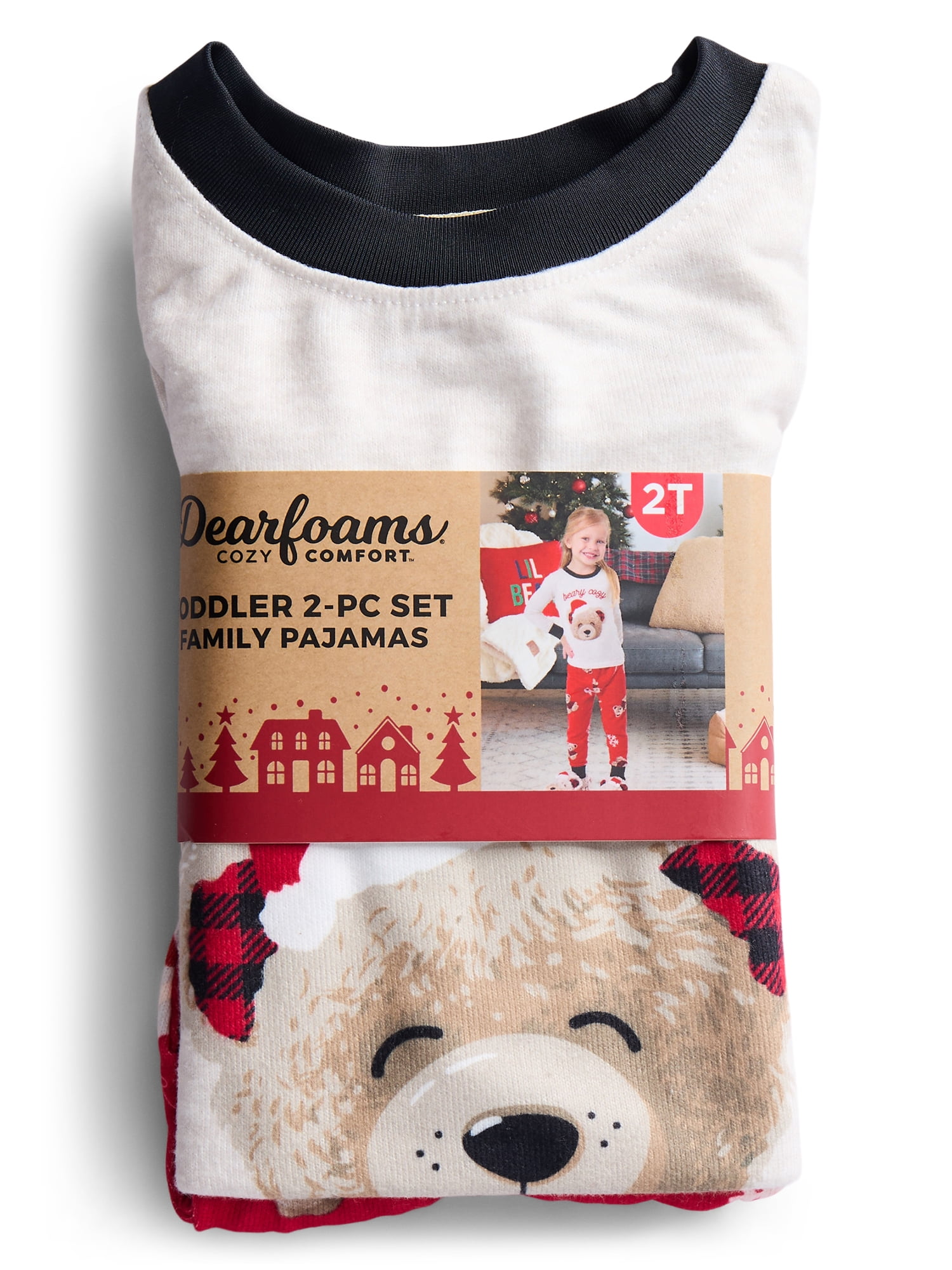 Dearfoams Toddlers' Matching Family Pajamas Top and Jogger Pants Set, 2-Piece, Sizes 2T-5T