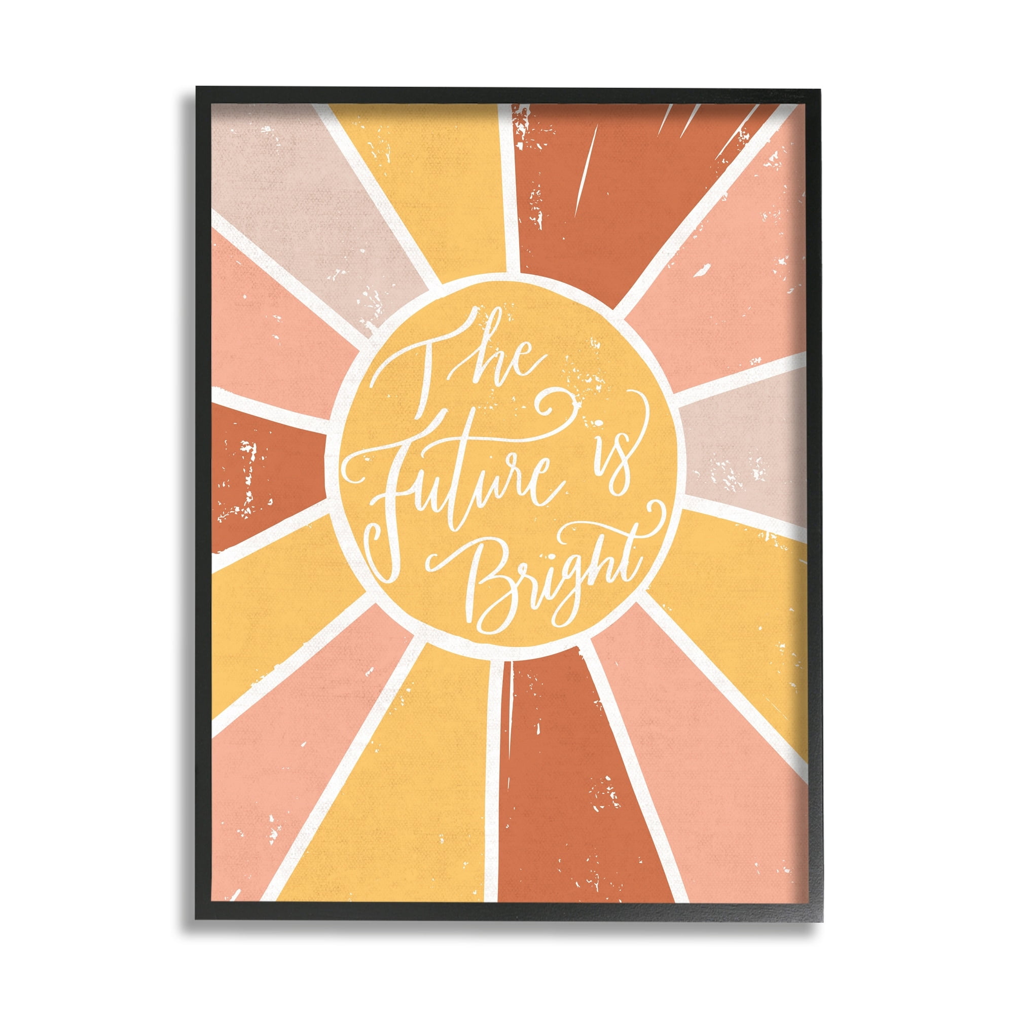 Stupell Industries Future Is Bright Warm Neutral Sun Inspirational Painting Gray Framed Art Print Wall Art