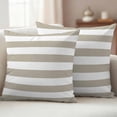 thumbnail image 2 of 2 Pack Outdoor Waterproof Throw Pillow Covers, Beige and White Stripe Decorative Square Pillow Case Patio Pillowcases for Chair Couch Sofa 16x16in, 2 of 9