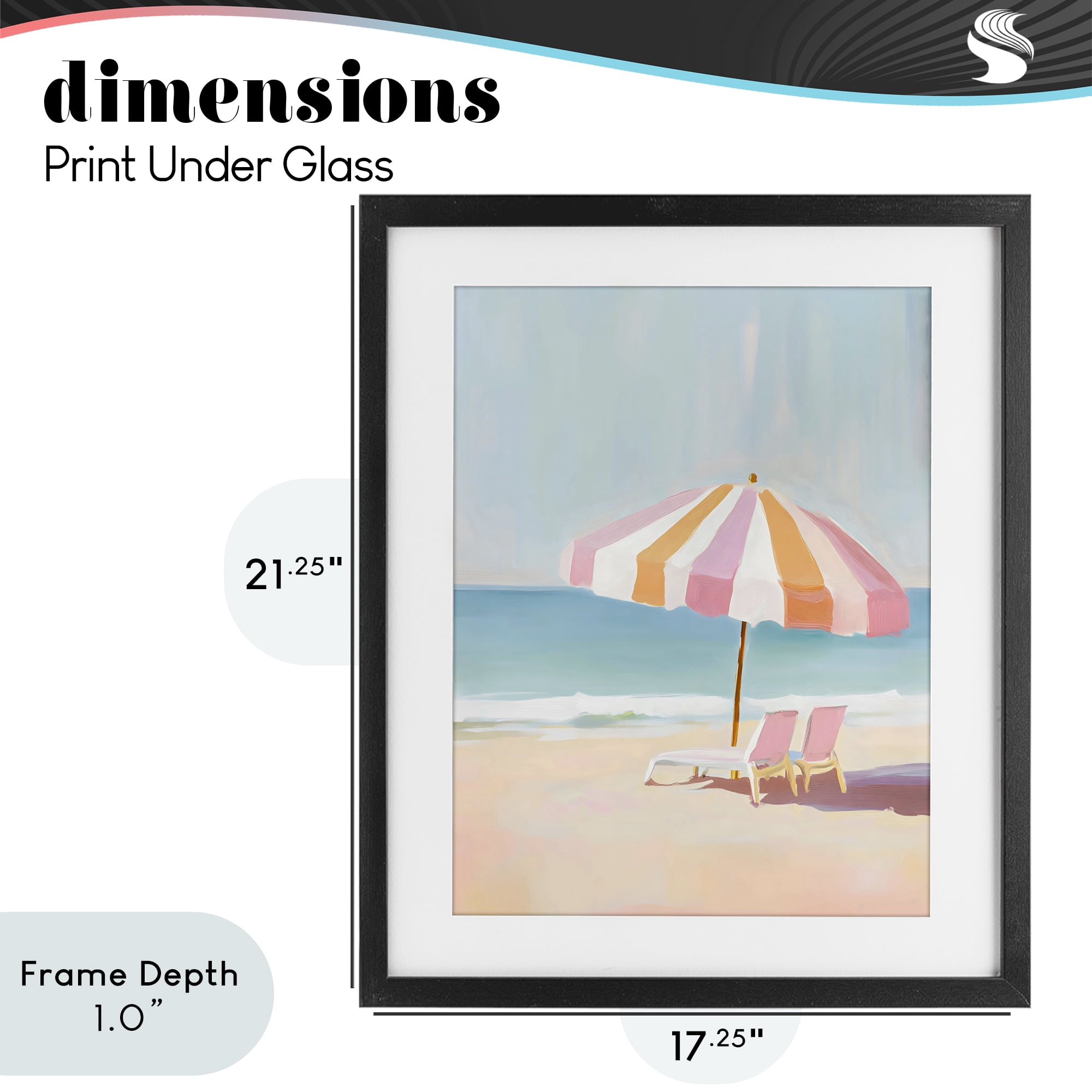 Stupell Industries Striped Umbrella & Chairs Black Framed Print Under Glass, design by The Prints Vibe