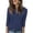 *Navy, variant on Women's 3/4 Sleeve V-Neck Henley T-Shirts,Ladies Casual Notch Collar Button Down Loose Fit Tops,Breathable Summer Daily Wear Blouses For Women,Purple,S-2XL