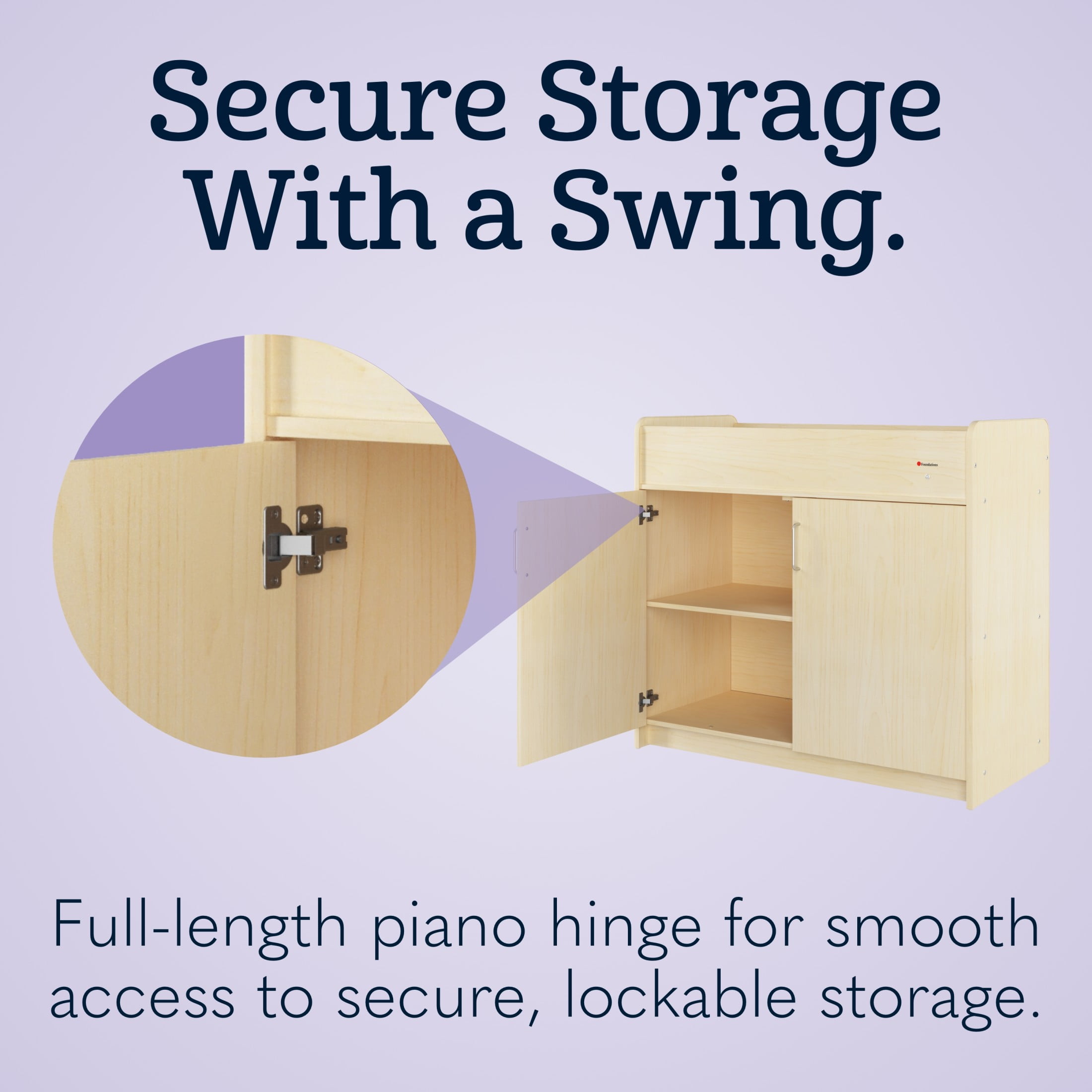 Foundations SafeSwing Changing Table, Built-In Storage, Soft-Close Hinges, Natural