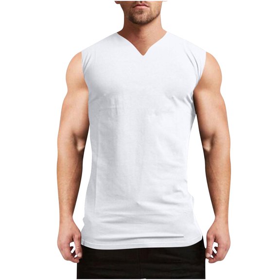 Klisyaur Mens V Neck Tank Casual Sports Gym Workout Summer Sleeveless Shirt Breathable Lightweight Tee Tops
