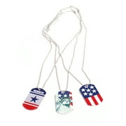 US Toy Patriotic July 4th Military Dog Tags 24"L Party Favors, Red White Blue, 12 Pack