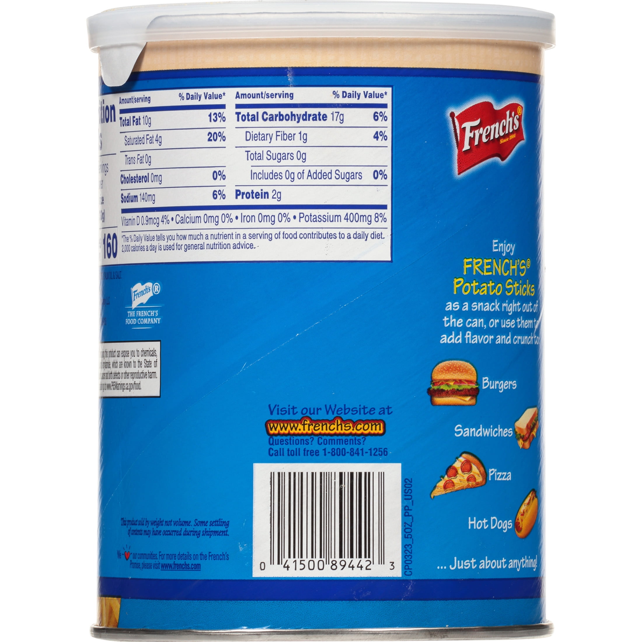 (12 pack) French's Kosher Original Potato Sticks, 5.0 oz Can