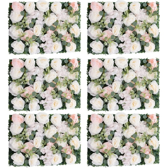Fichiouy 6PCS 40*60CM Artificial Flower Wall Panels for Wedding Venue Decor, Photo Areas