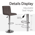 thumbnail image 4 of Bar Stools 1 Set of 2, Counter Height Bar Stools, Square Cushion Bar Stools with Back, Footstool, Cafe, Brown, 2 pieces, 4 of 14