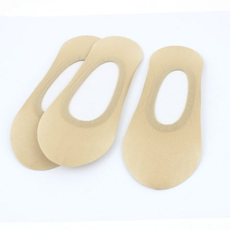 3Pairs Khaki Elastic Low Cut Heels Loafer Liner Boat Socks Socken for Lady