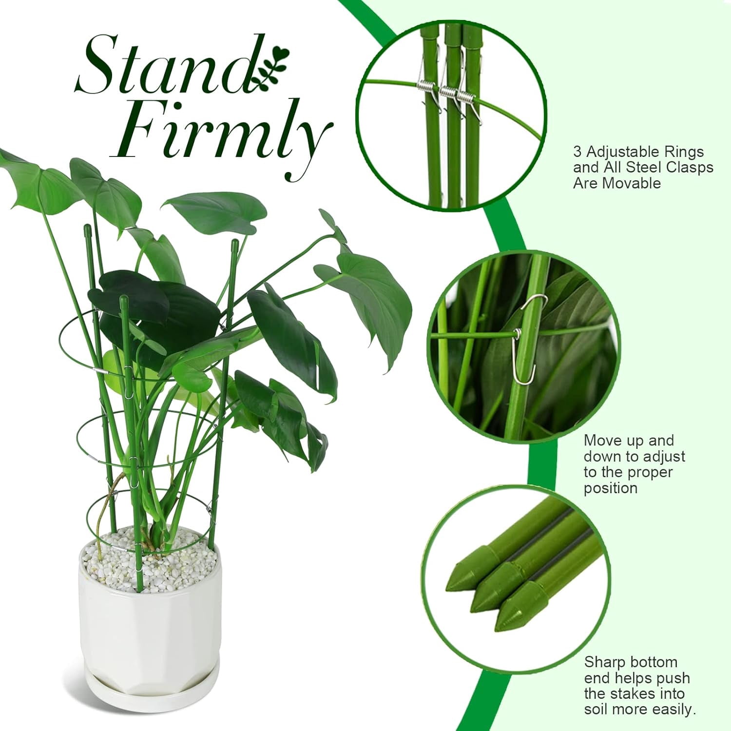2 Pack Plant Support Cage Rust Resistant Garden Ring Stake Plant Support for Tomato, Trellis, Climbing Plant, Flower, Small Plant Cages for Small Plants,17.7" H